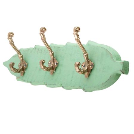 Green Golden Small Wall Wooden Iron Hooks